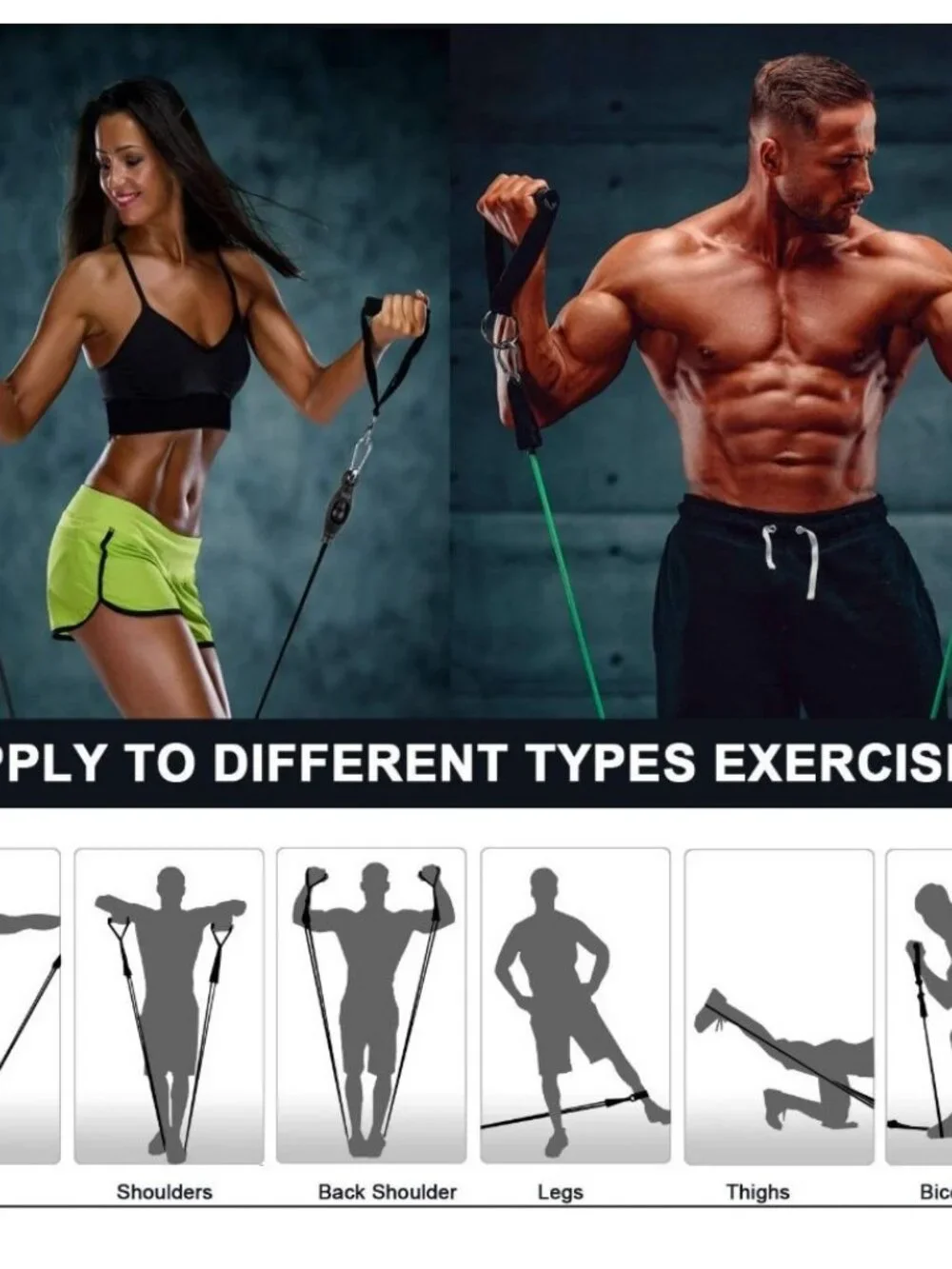 NEW Resistance Training Bands 11 Piece Set Home Workout Physical Therapy Yoga Pi